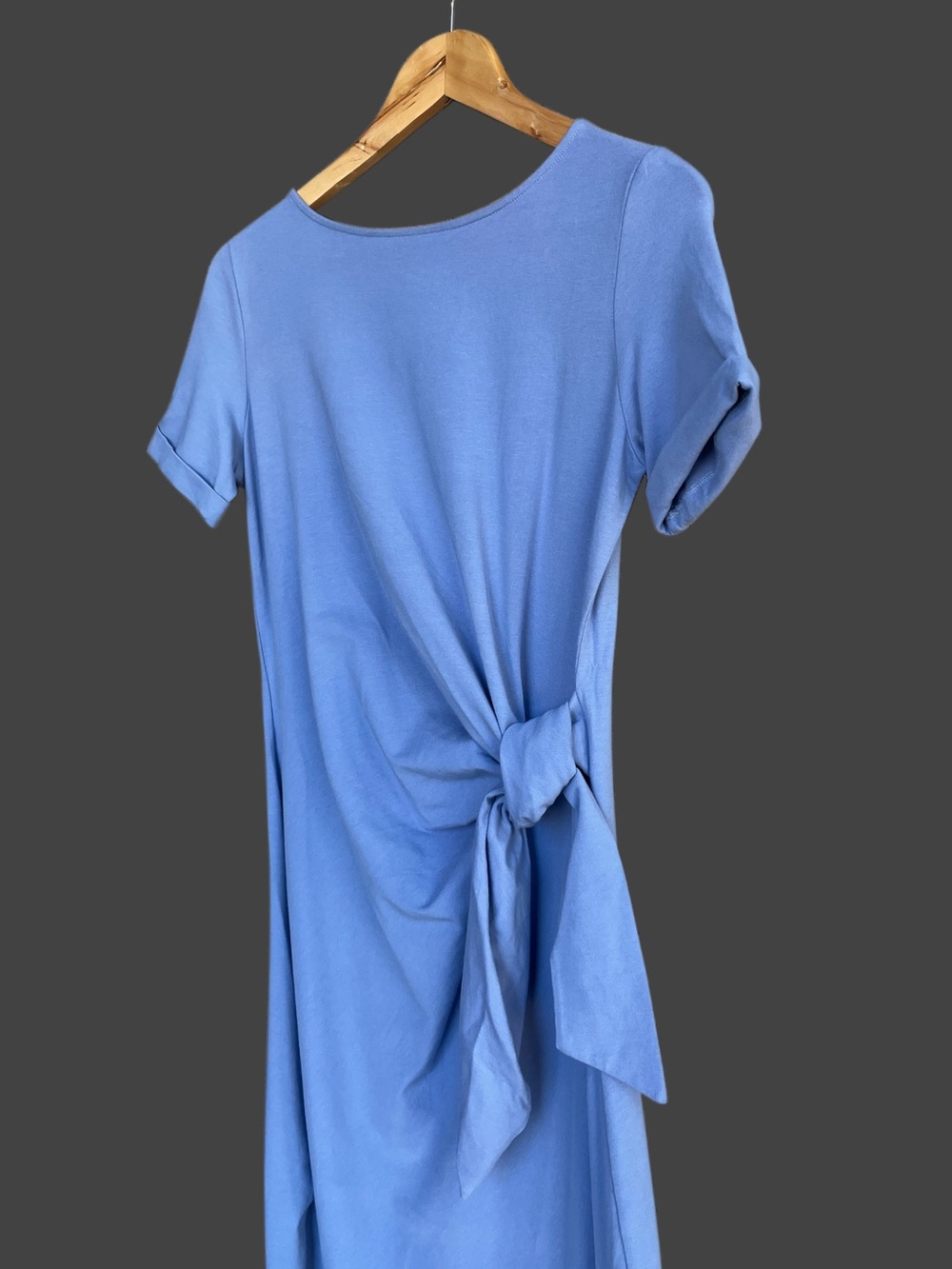SEZANE NWT Blue Stretch Cotton Jersey Knot Tie Waist Pippa Maxi Dress - Picture 3 of 12